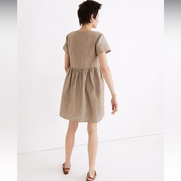 Madewell Linen-Blend Alexandra Button-Front Mini Dress - Picture 3 of 9